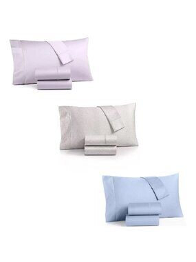 3 Charter Club Sleep Luxe 800 TC Cotton KING Sheet Sets = PURPLE + PEBBLE + BLUE